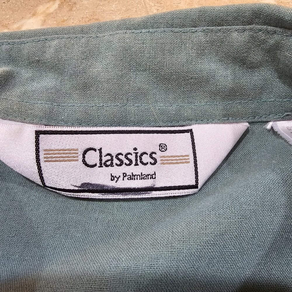 Vintage Men's Classics by Palmland Collar Shirt Sage Green Banded Waist Size XL - Picture 5 of 7